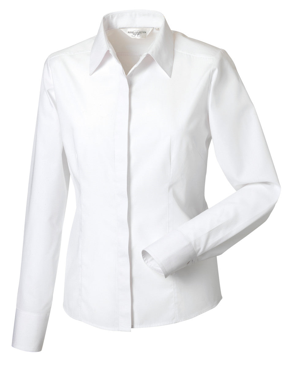 Ladies' Long Sleeve Fitted Polycotton Poplin Shirt