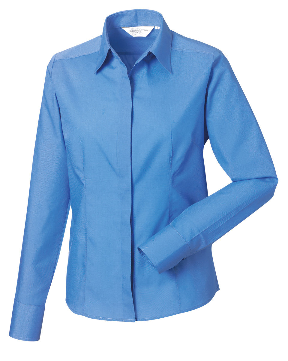Ladies' Long Sleeve Fitted Polycotton Poplin Shirt