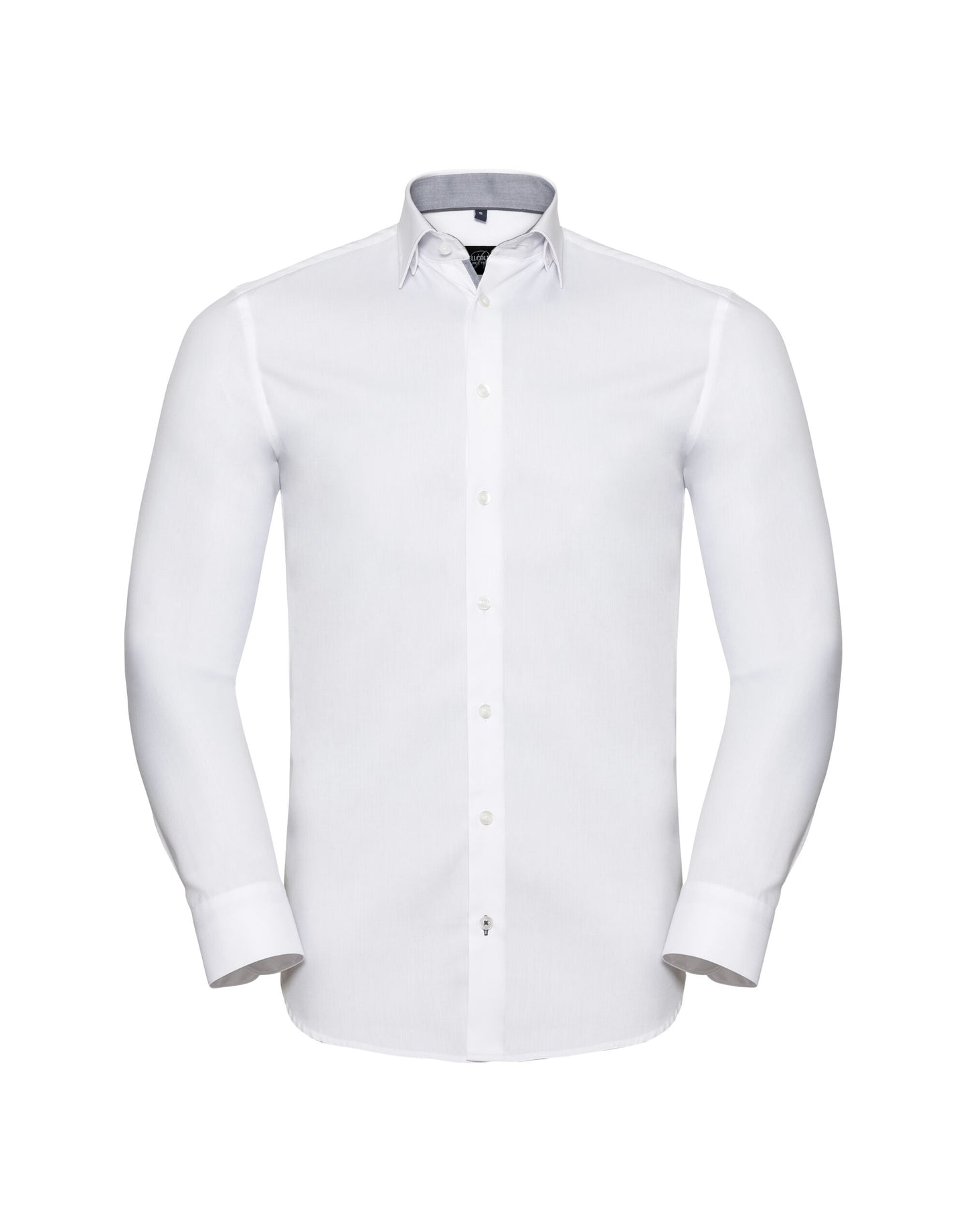 Men's Long Sleeve Tailored Contrast Herringbone Shirt 