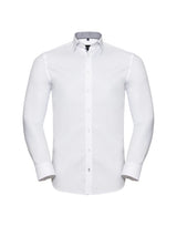 Men's Long Sleeve Tailored Contrast Herringbone Shirt 