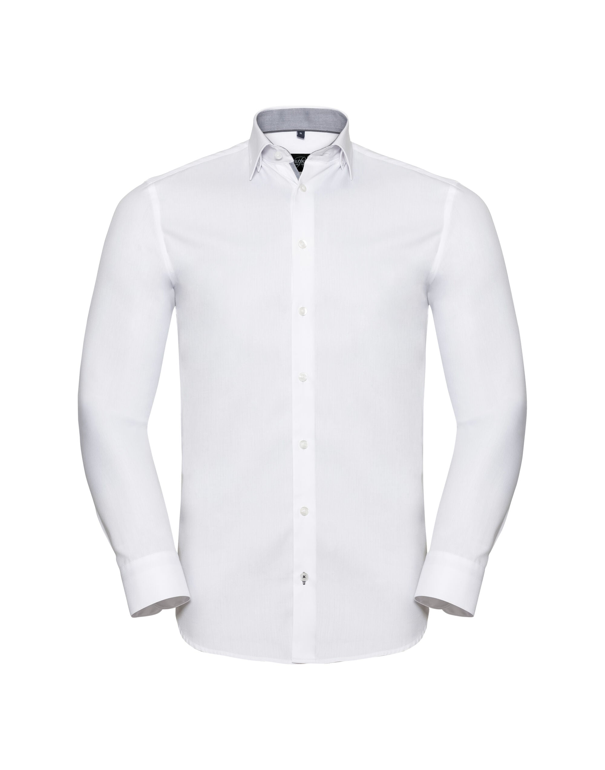 Men's Long Sleeve Tailored Contrast Herringbone Shirt 