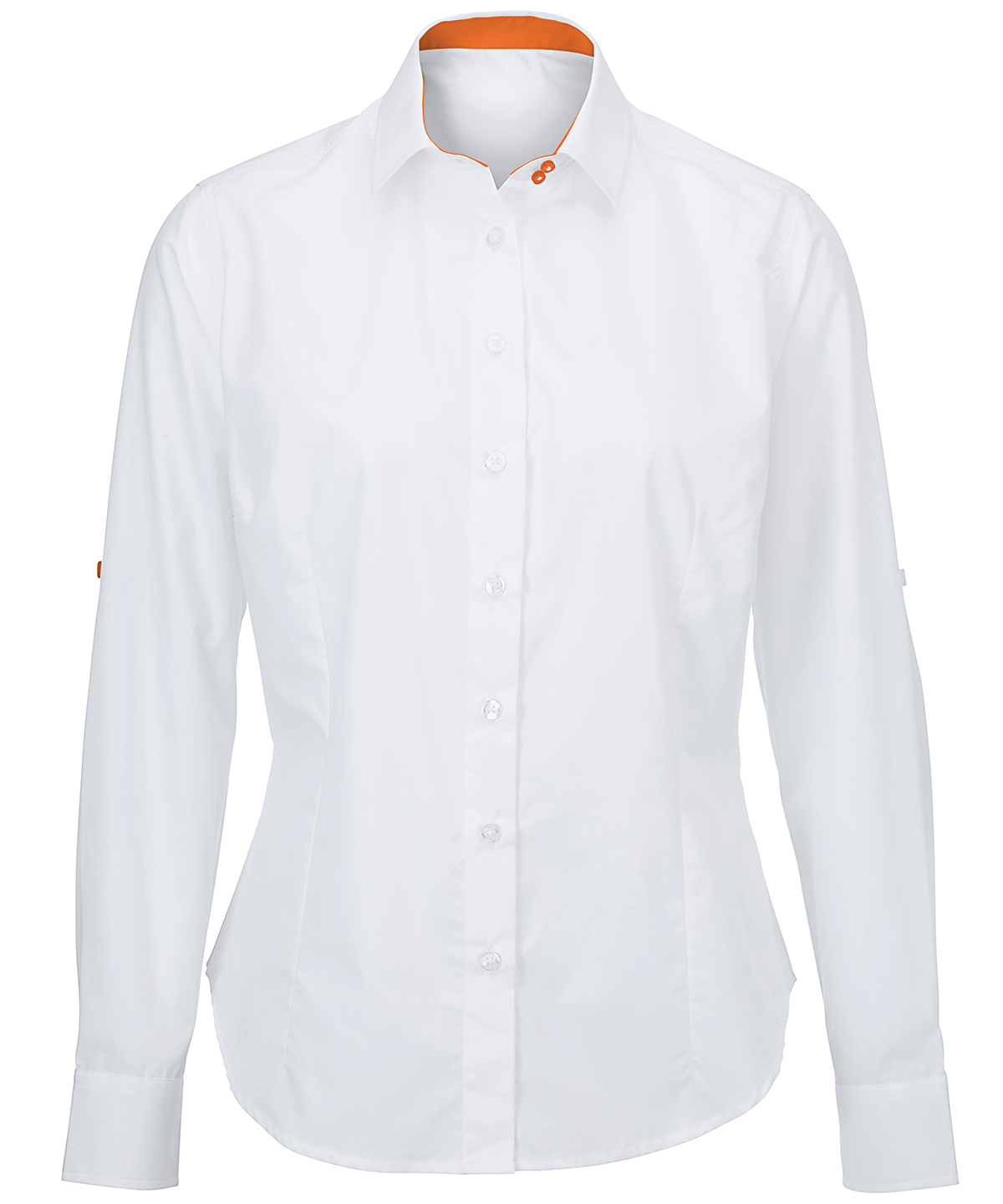 Women's white roll-up sleeve shirt (NF521W)