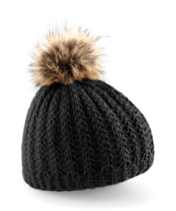 Fur pom pom beanie