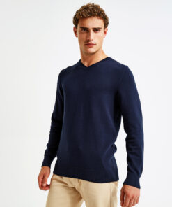 Men's cotton blend v-neck sweater