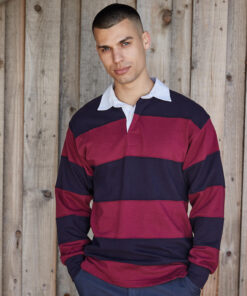 Sewn stripe long sleeve rugby shirt