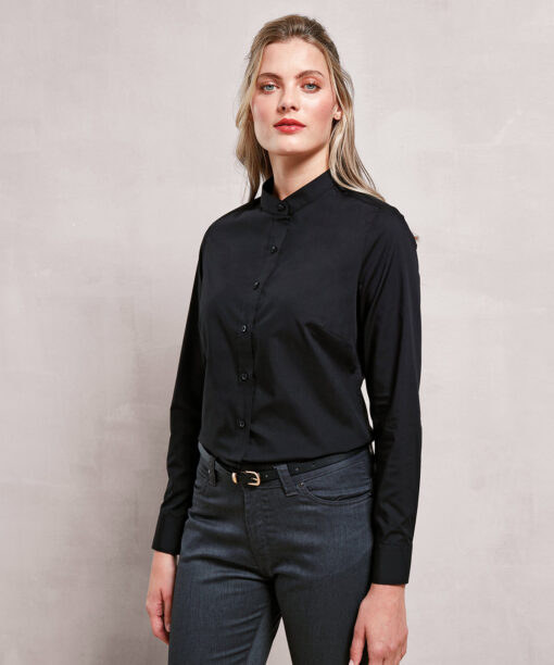 Women's banded collar 'grandad' shirt