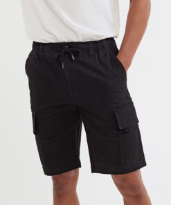 Mens drawstring cargo utility shorts