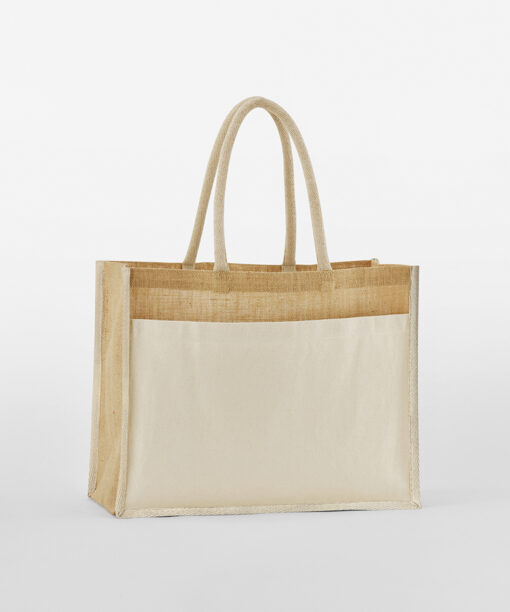 Cotton pocket natural starched jute shopper