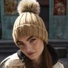 Fur pop pom chunky beanie