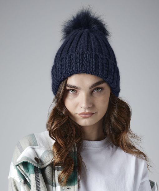 Verbier fur pop pom chunky beanie