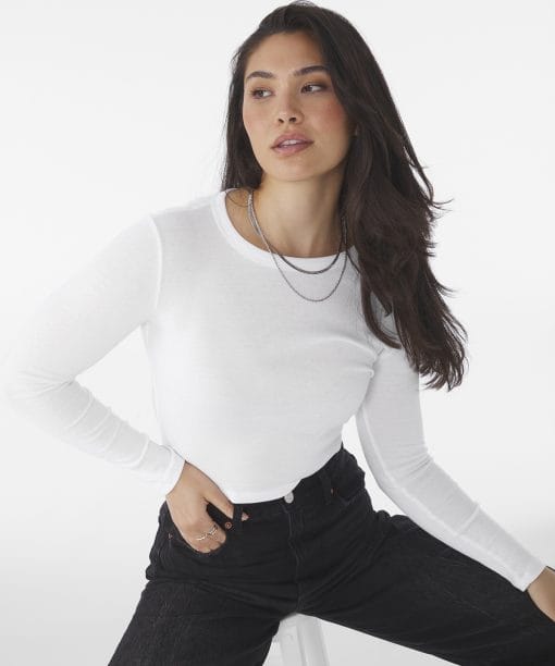 Womens micro rib long sleeve baby t-shirt