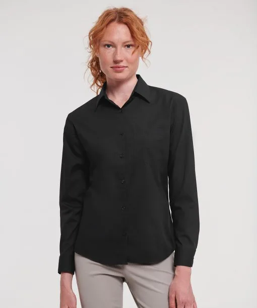 Women's long sleeve polycotton easycare poplin shirt