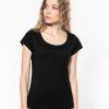 Ladies boat neck short-sleeved T-shirt